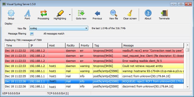 Visual Syslog Server screenshot