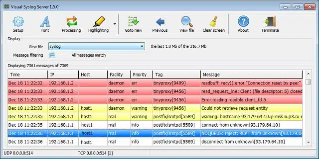 Visual Syslog Server screenshot