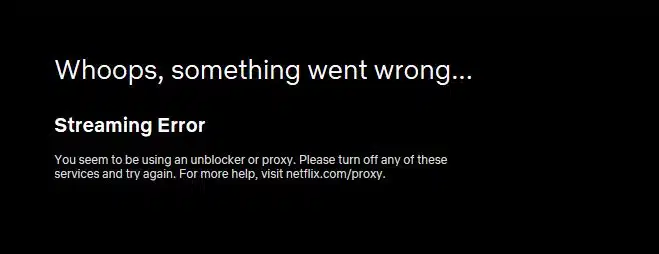 Testo alternativo immagine: errore proxy Netflix.