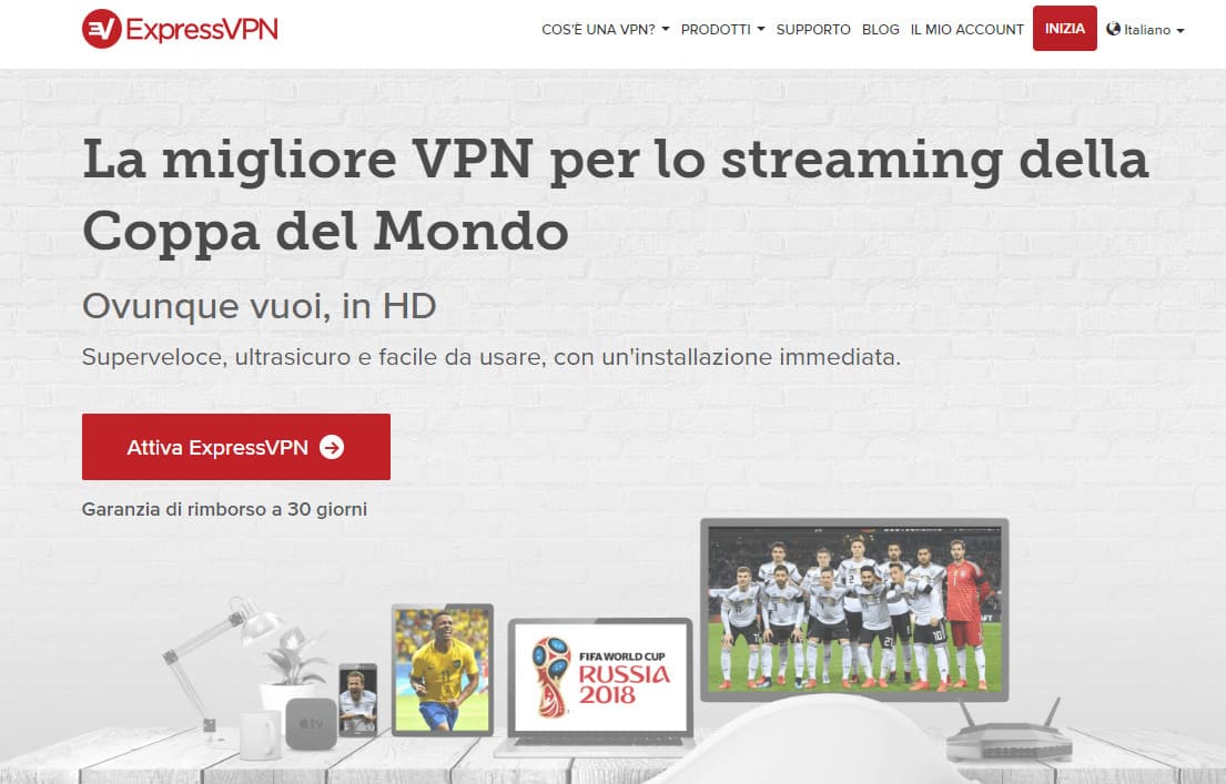 ExpressVPN Italian world cup page