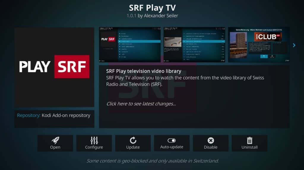 SRF Play TV Kodi addon