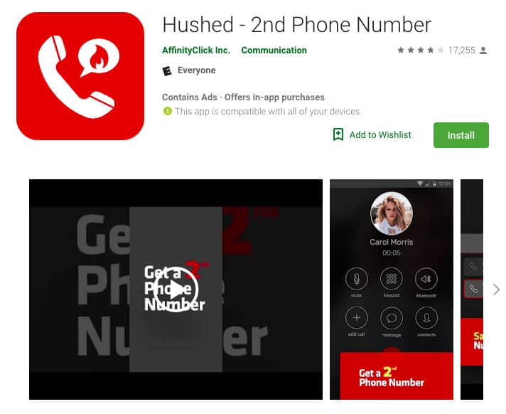 Hushed - 2nd Phone Number App