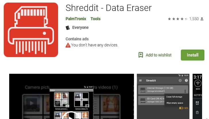 Shreddit app.