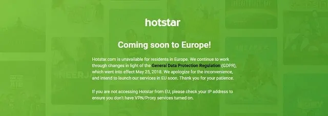 Block on Hotstart access in Europe