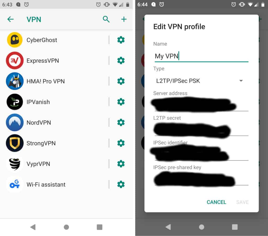 setting up vpn android phone