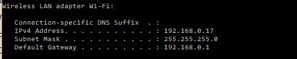 ipconfig results