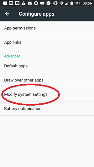 Android system settings access
