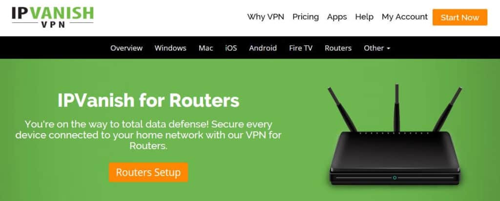 The IPVanish router page.