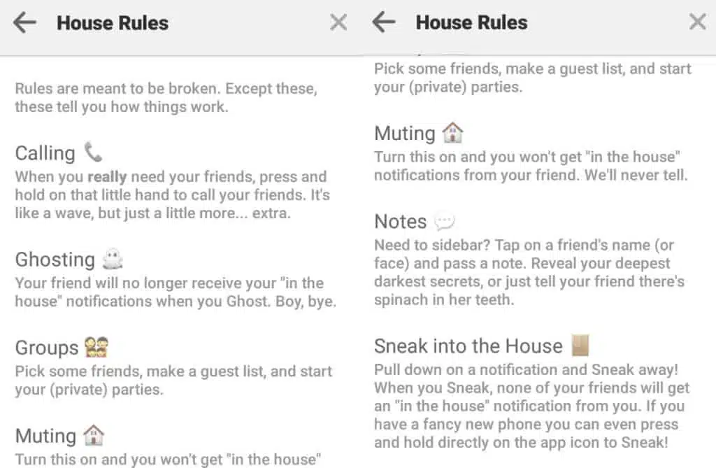 hosueparty house rules
