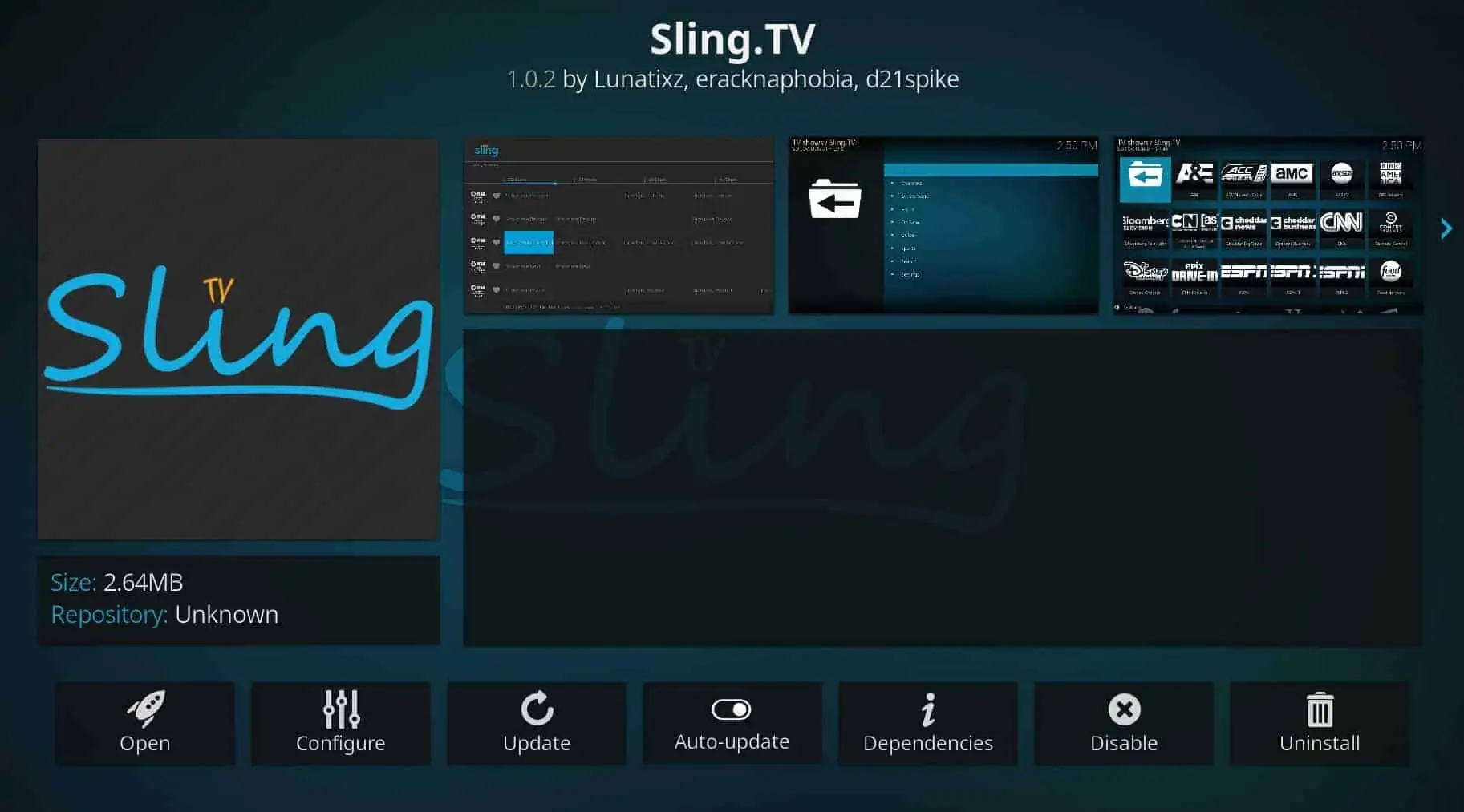 Sling TV kodi アドオン