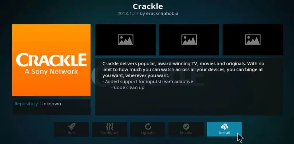 install crackle for kodi
