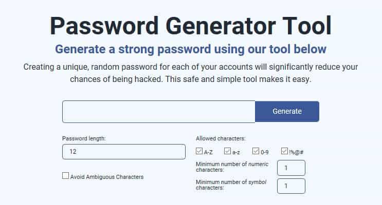 Our Password Generator Tool