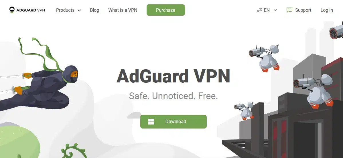 Screenshot of AdGuard VPN's homepage