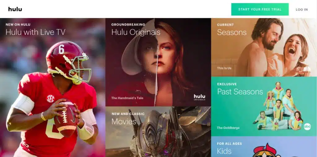 Hulu homepage screenshot