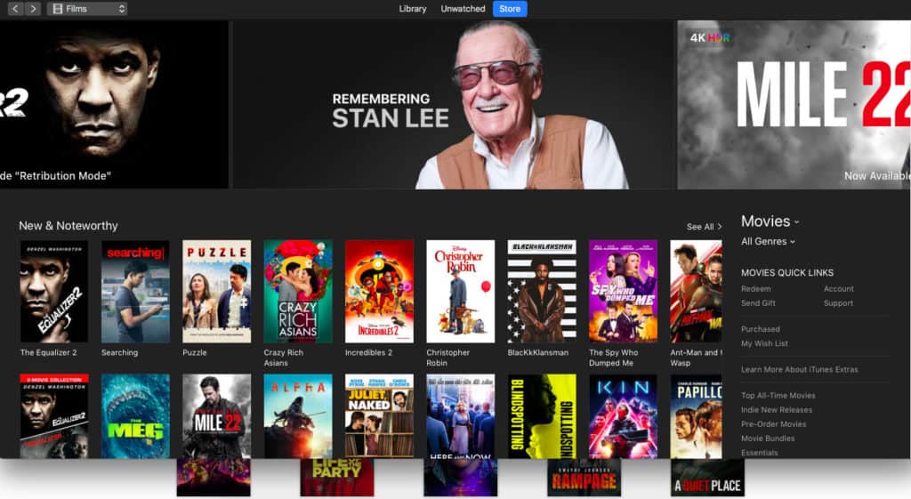 iTunes movies store