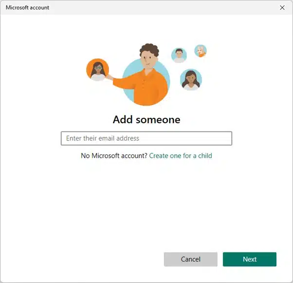 Create a Microsoft account for a child.
