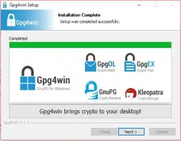 pgp encryption outlook installation complete