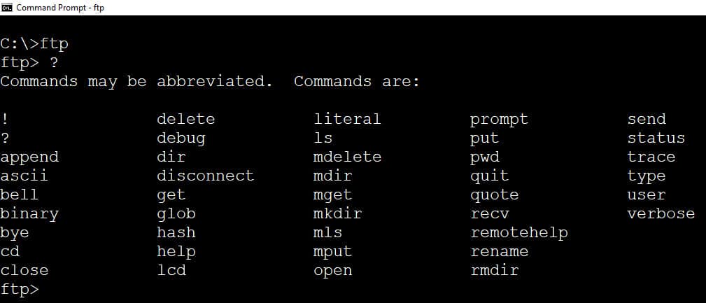 command prompt ftp example