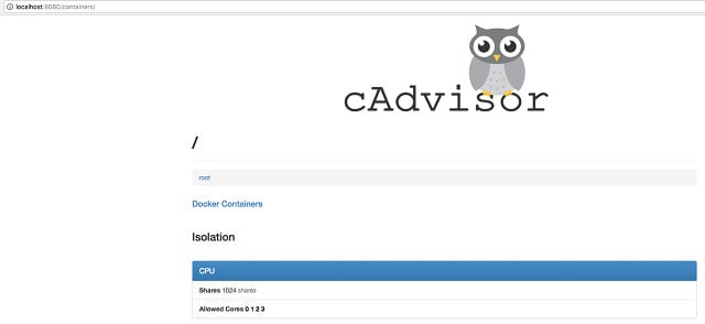 cAdvisor screen