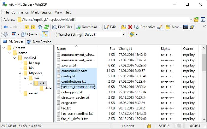 WinSCP folder screenshot