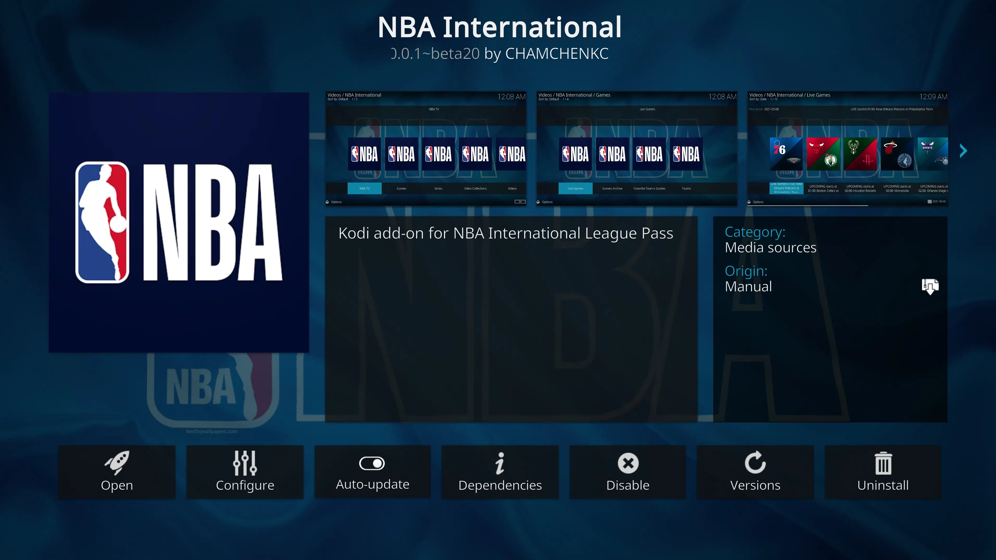 NBA international addon