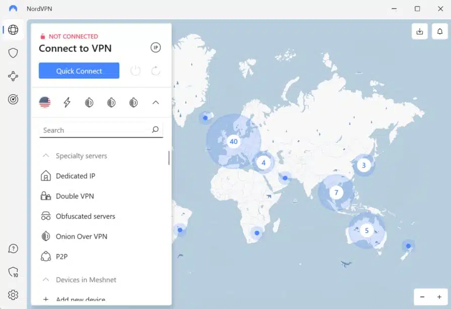 NordVPN connect to vpn screenshot
