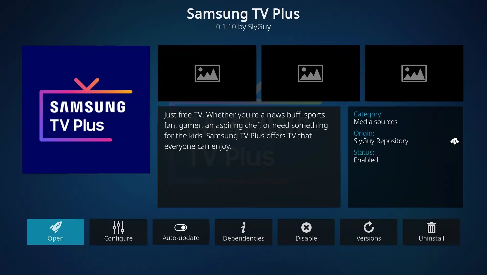 Samsung TV Plus Kodi addon