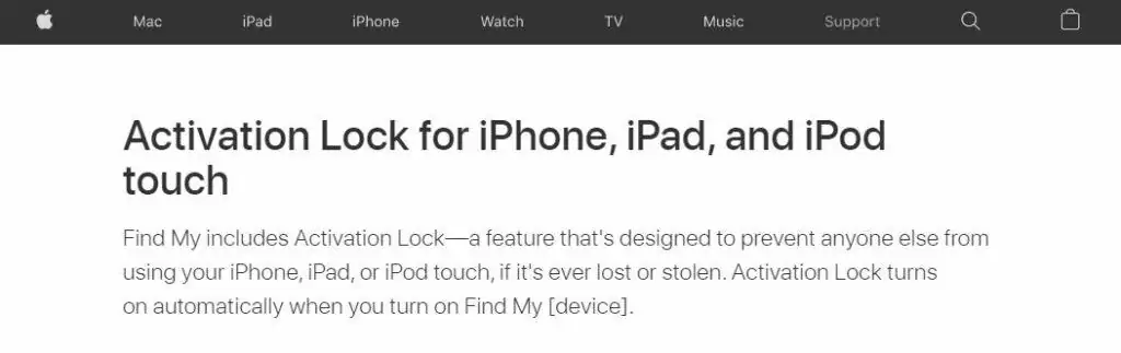 Find My iPhone Activation Lock.