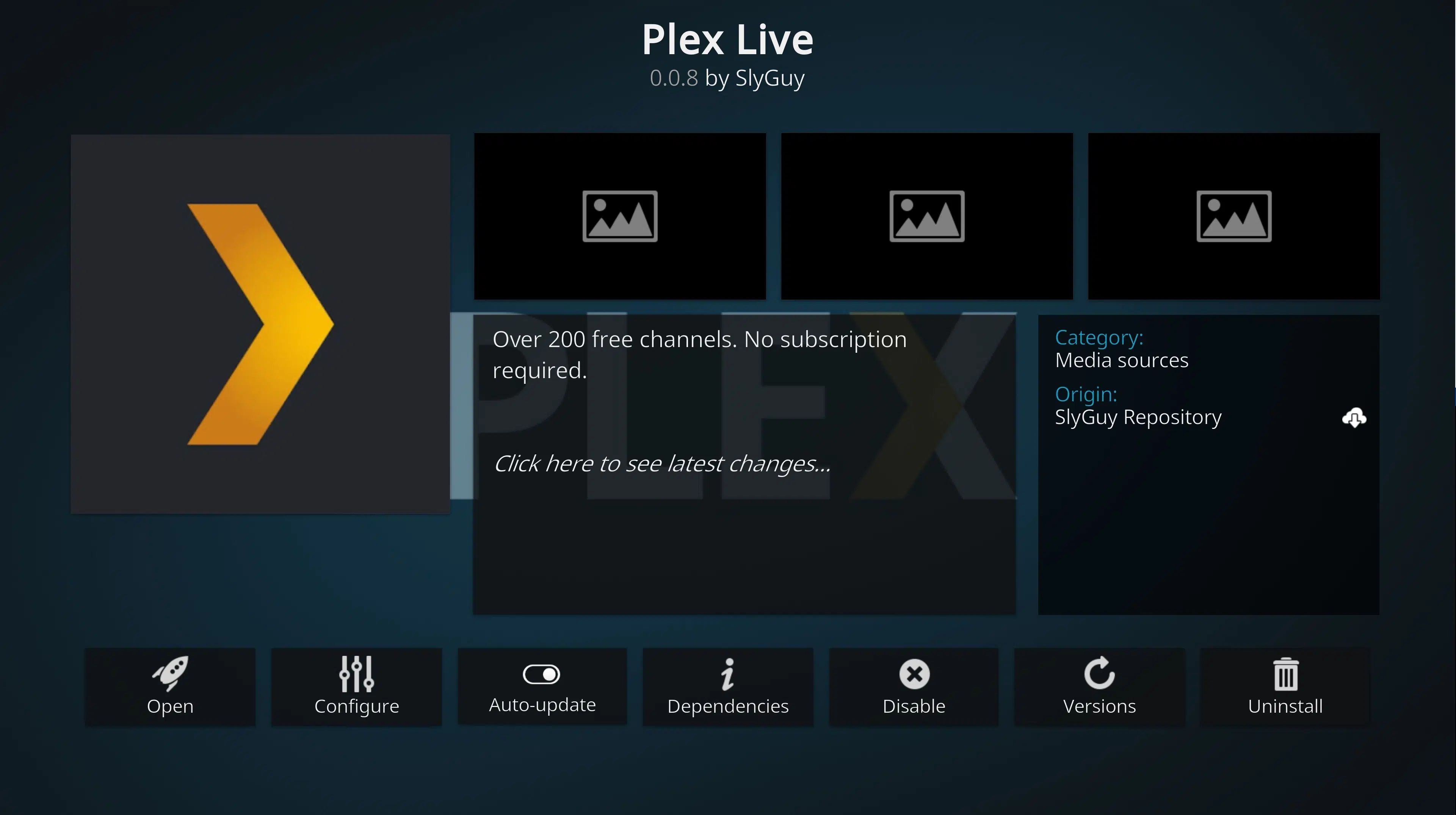 Plex Live is a free-to-use Kodi addon