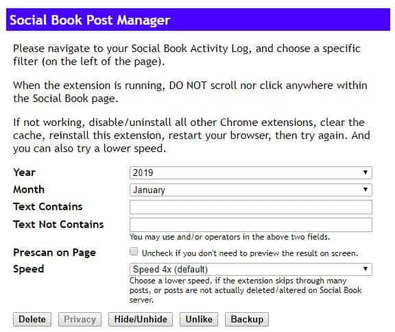 The Social Book Post Manager interface.