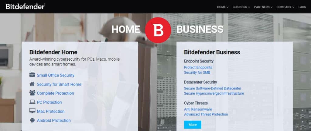 Bitdefender homepage.