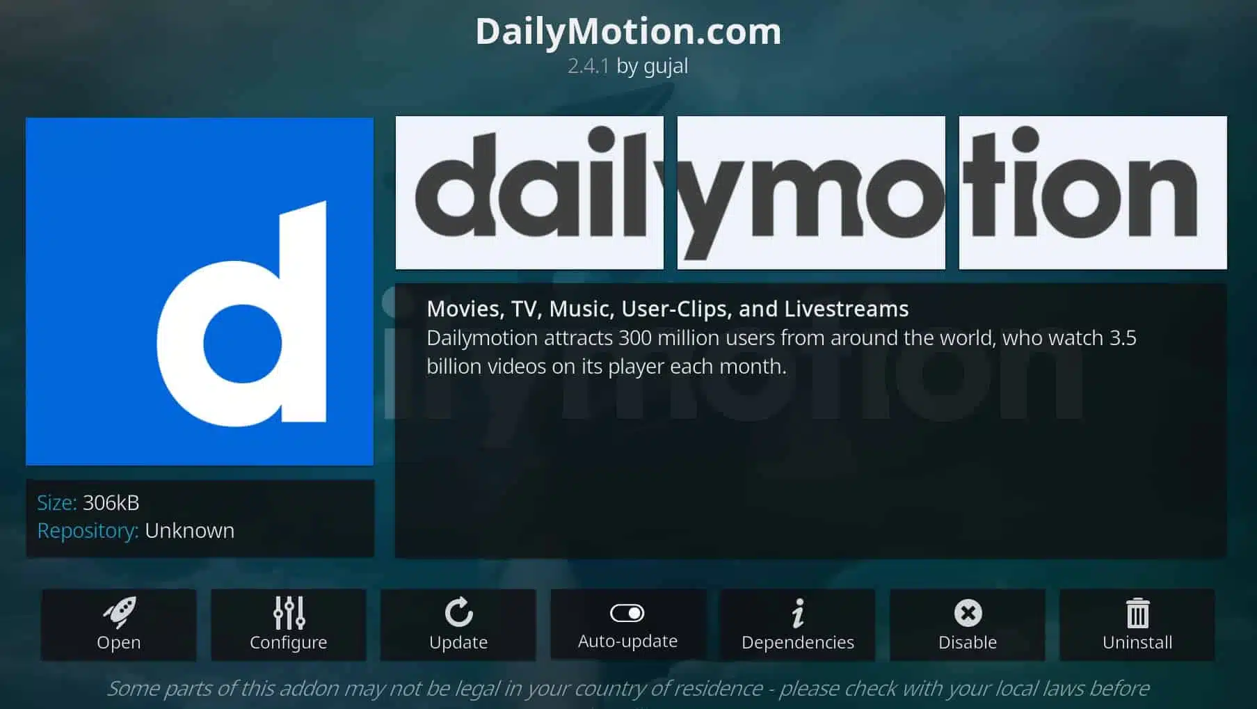 dailymotion kodi addon