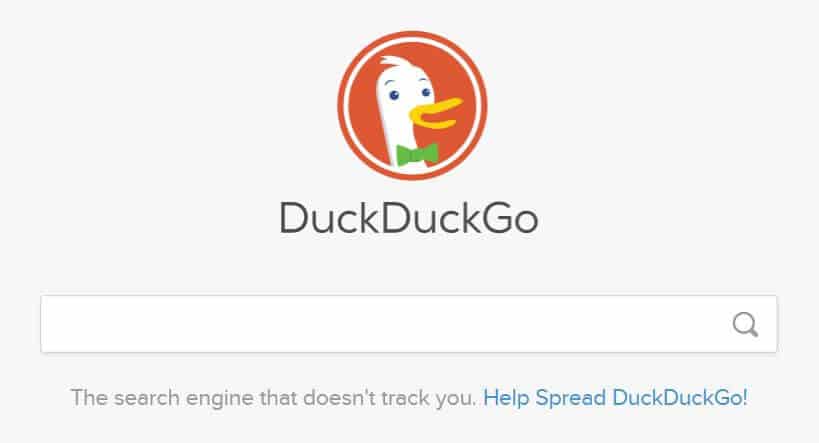 DuckDuckGo homepage.