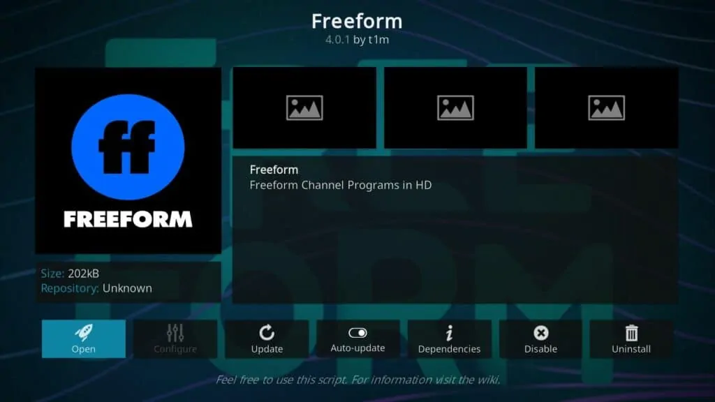 freeform kodi addon