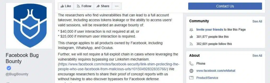 Facebook account takeover fraud bounty.