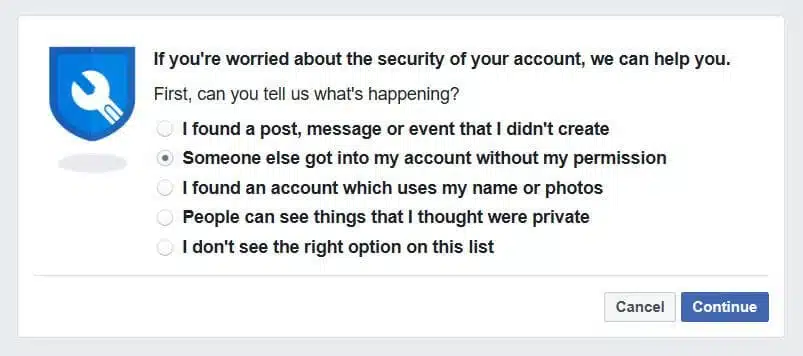 Facebook account takeover fraud.