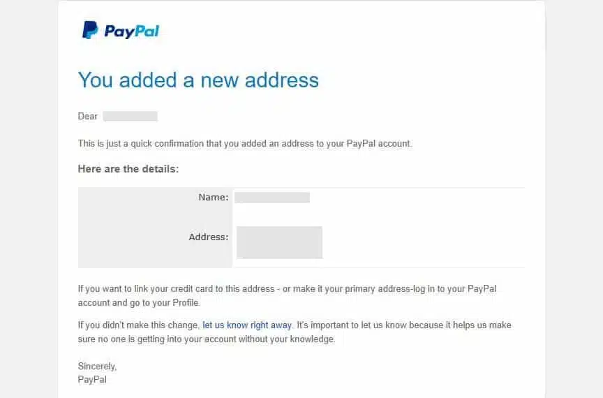 PayPal account takeover fraud email.