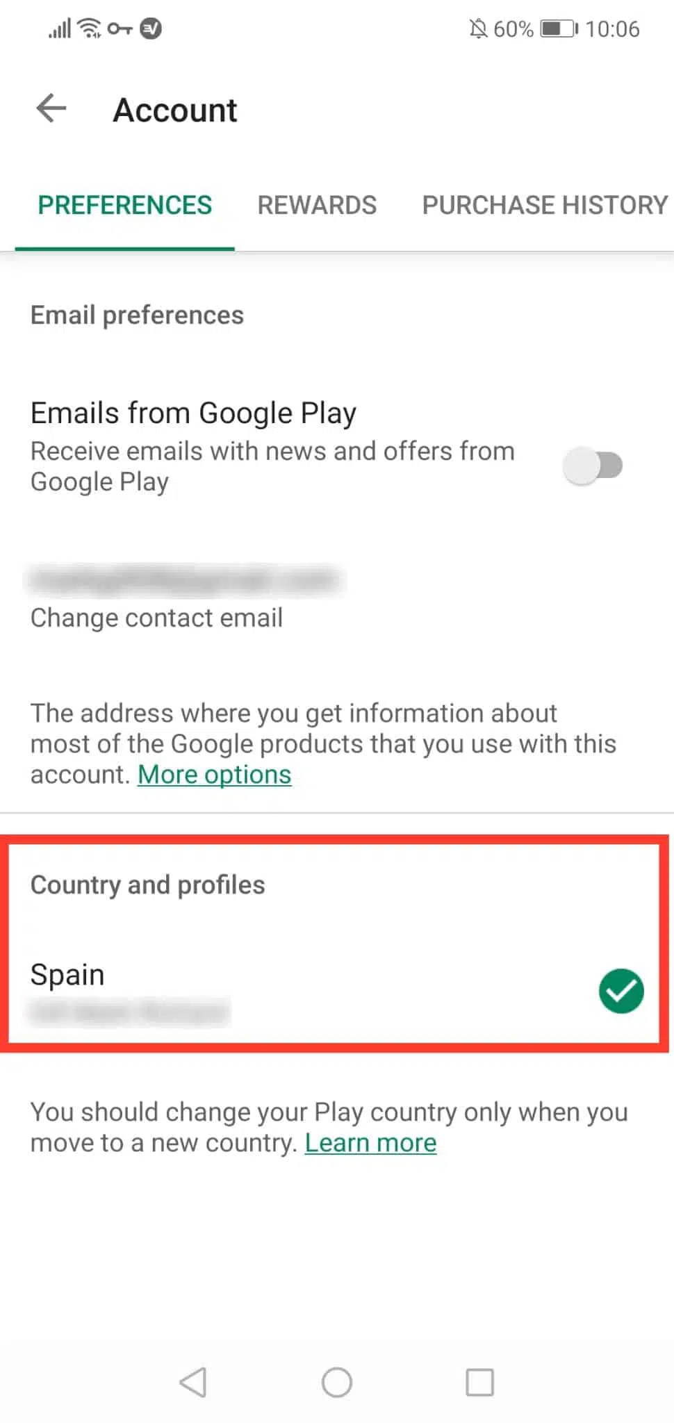 Google Play country