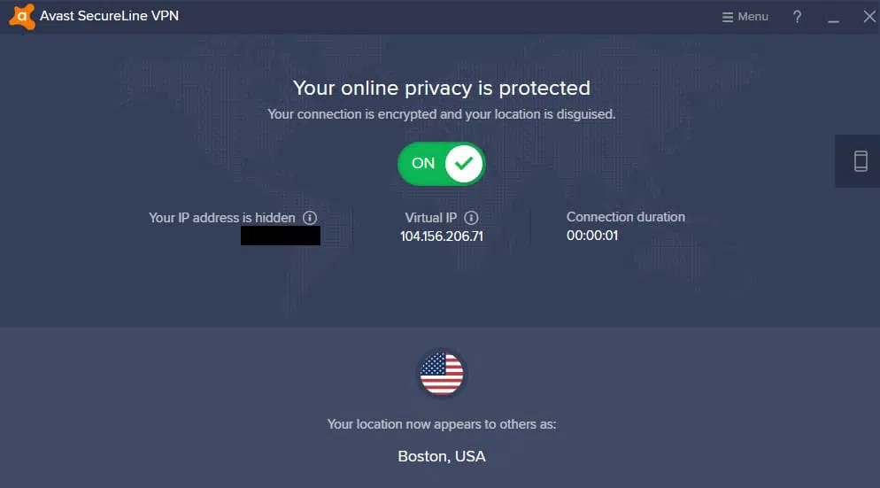 Avast Secureline Screenshot 1