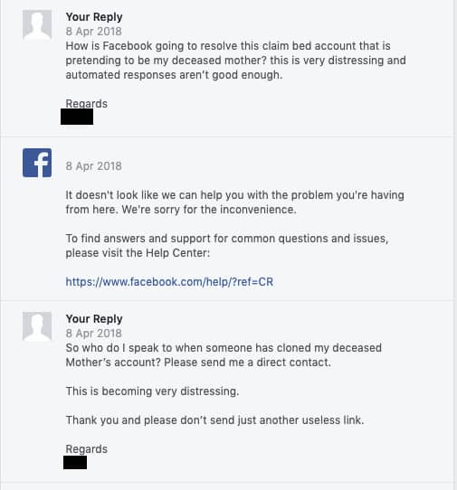 facebook support cloned account