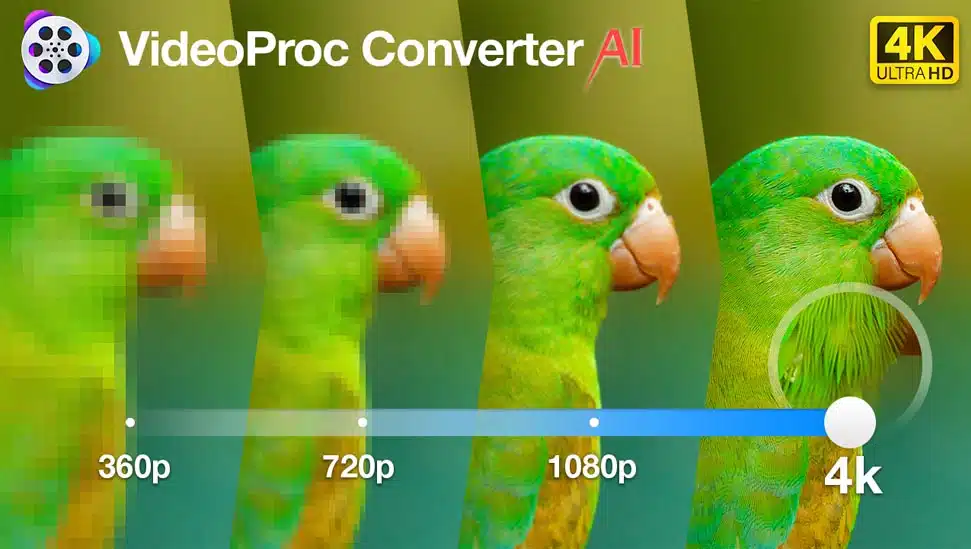 Screenshot of VideoProc converter ai's upscaling