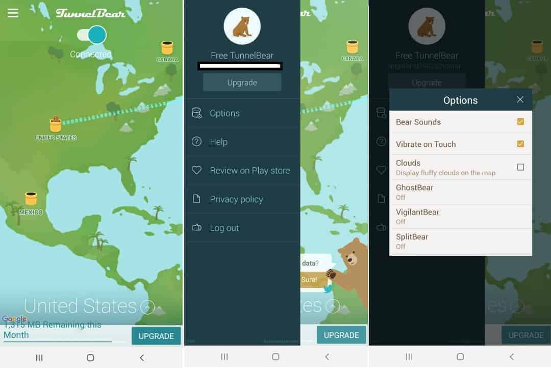 Tunnelbear 2019 Mobile App Screenshot