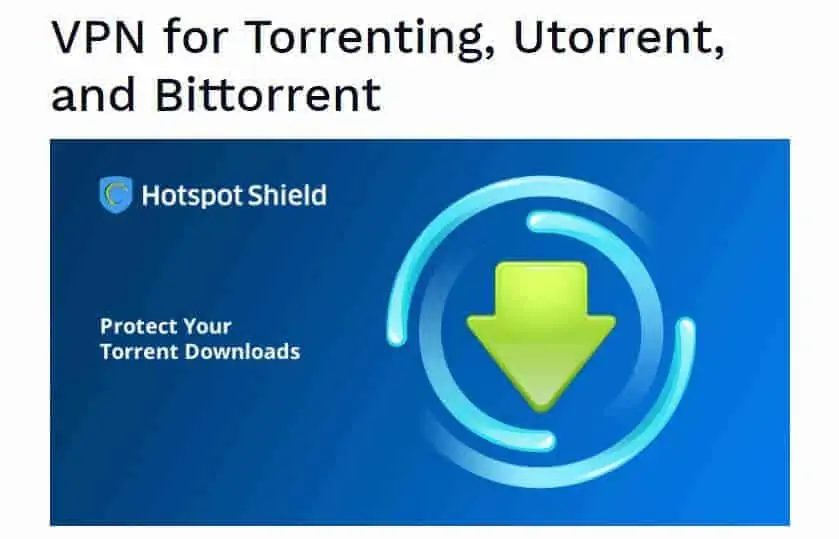 Página de uso de torrents de Hotspot Shield.