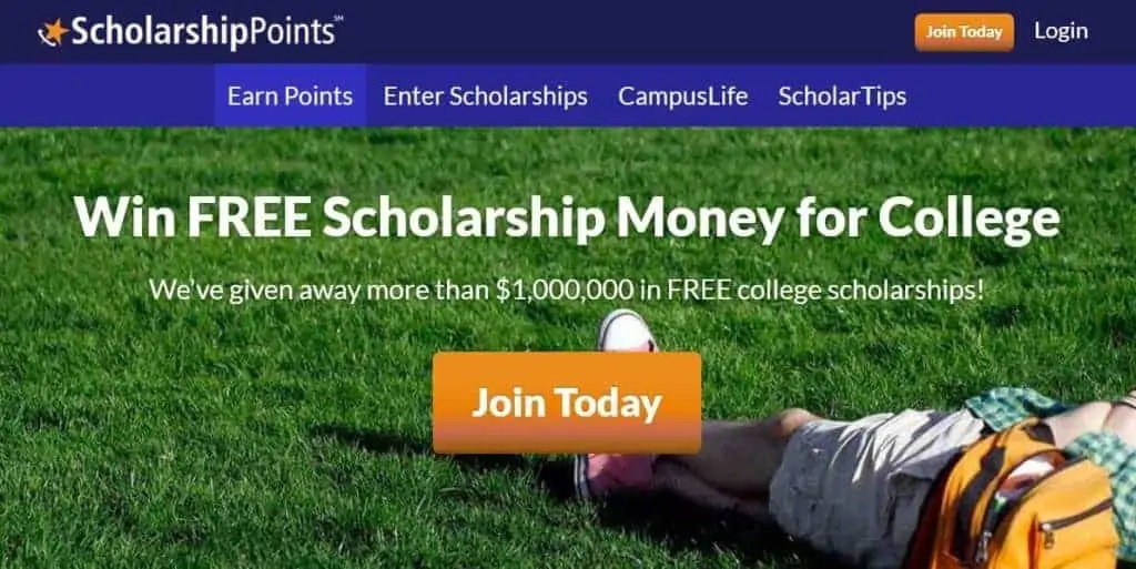 ScholarshipPoints homepage.