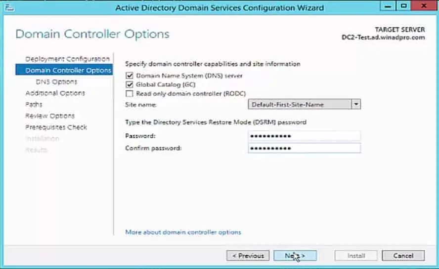 Active Directory Domain Services Configuration Wizard