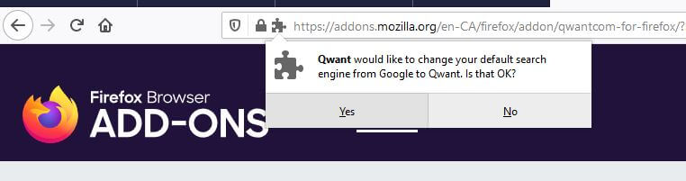 Firefox add-on confirmation popup.
