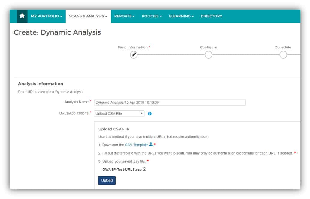 Veracode dynamic analysis - Dashboard Screenshot