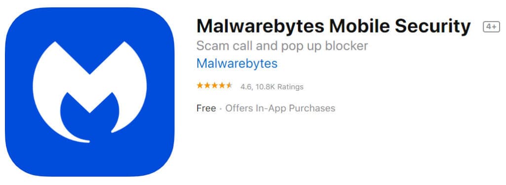 Malwarebytes Mobile Security spam call blocker for ios