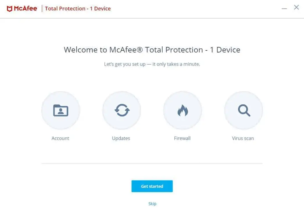 McAfee total protection 1 device
