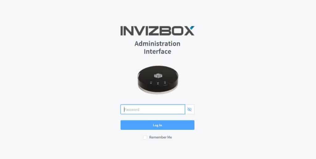 InvizBox administration interface.